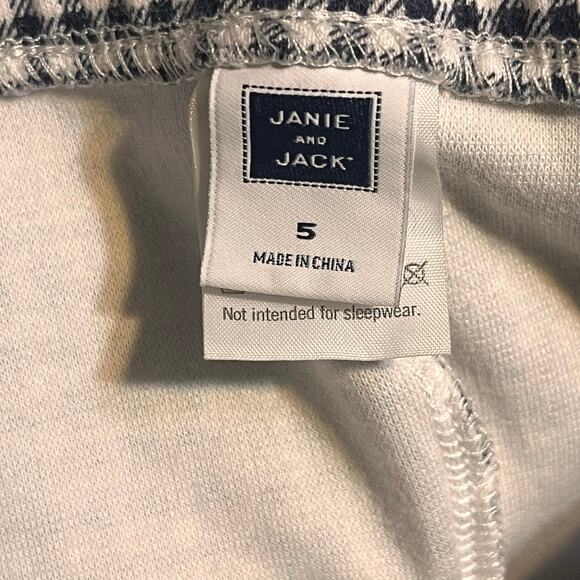 Janie and Jack Gingham Ruffle Ankle Pants Girls 5 Nautical Old Money Preppy EUC - Picture 5 of 6